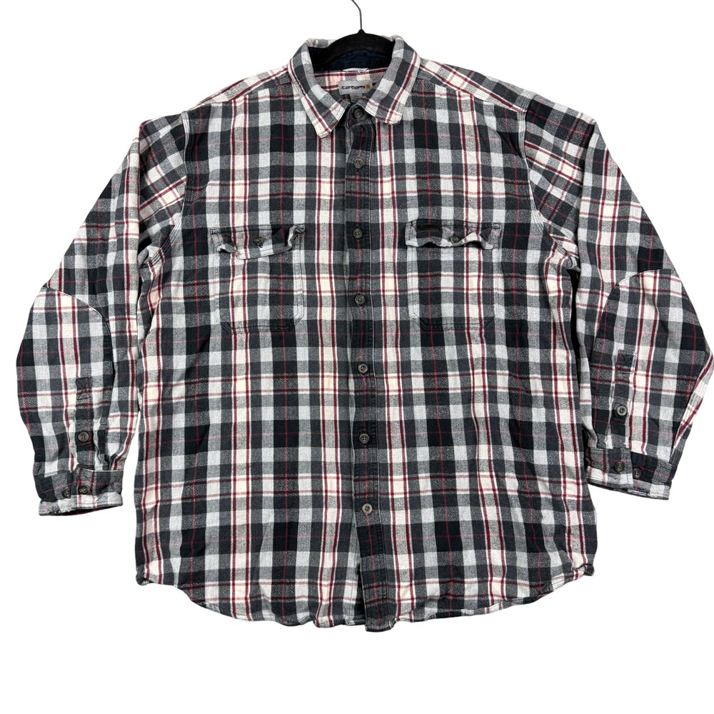Carhartt Men Plaid Flannel Long Sleeve‎ Button Up Shirt Original Fit 2XL